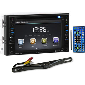 Planet Audio P9640B 6.2" Double DIN In-Dash Car DVD Monitor+License Plate Camera