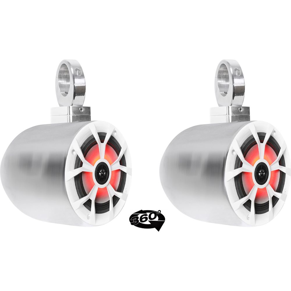 700W 6.5" LED 360 Degree Swivel Chrome Wakeboard Tower Speakers