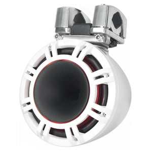 Pair Kicker KMTC9 HLCD 9" 600w White Wakeboard Tower LED Speakers w/Horns 44KMTC94W