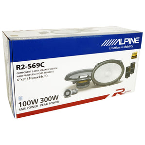 (2) Pairs Alpine R2-S69C 6x9" 2-Way Component Car Audio Speakers High-Resolution