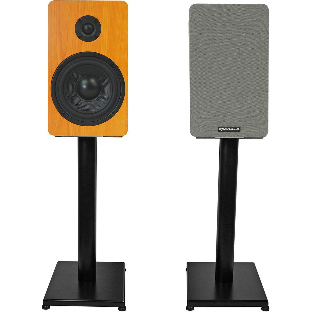 RockShelf 58C Classic 5.25" Home Bookshelf Speakers w/21" Stands