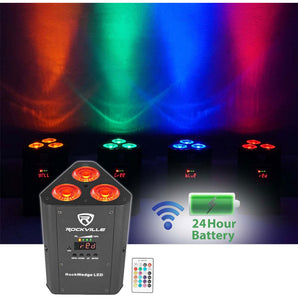 Rockville RockWedge LED RGBWA+UV Battery Powered Wireless DMX DJ Par Up-Light