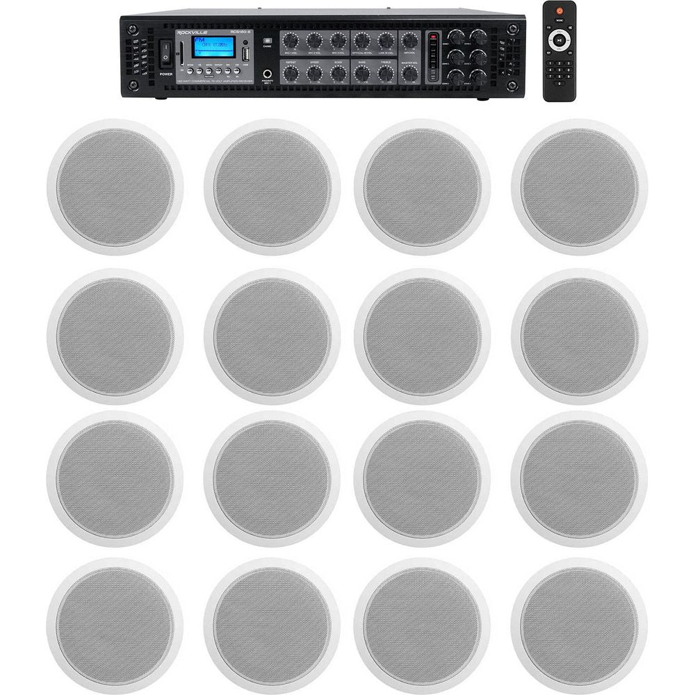 CCL6T White 16-Pack + RCS180-6 Amplifier Bundle