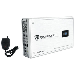 Rockville ATOM S20 Marine Bluetooth Amplifier 1600w 4 Channel/Volt Meter+PA Mic
