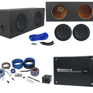 2) Kicker 44CVX104 CVX 10" Subwoofers+Sealed Sub Box Enclosure+Amplifier+Amp Kit