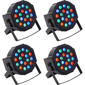(4) Rockville RockPAR50 LED RGB Compact Par Can DJ/Club DMX Wash Lights