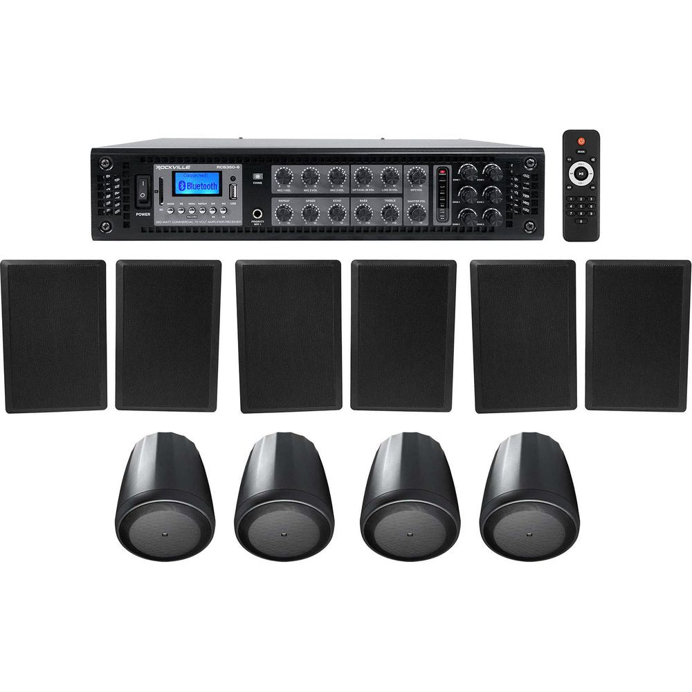 Rockville RCS3506 350 Watt 6 Zone 70v Commercial/Restaurant Amplifier