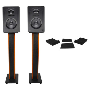 (2) Samson M50 5" Powered Studio Reference Monitors+Speaker Stands+Iso Pads