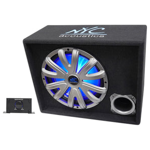 NYC Acoustics NSE12L 12" 1200w Powered/Amplified Car Subwoofer/Sub Enclosure+LED