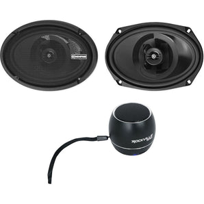Pair Memphis Audio PRX6902 6x9" 120w Car Speakers + Portable Bluetooth Speaker