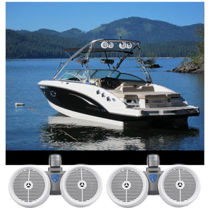 2) Rockville DWB80W Dual 8" White 1600w Marine Wakeboard Tower Speaker Systems