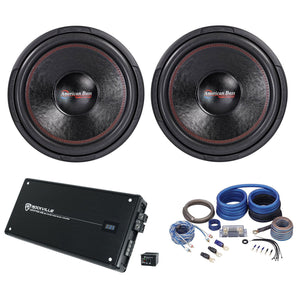 2) American Bass XD-1544 2000w 15" Car Audio Subwoofers+Mono Amplifier+Amp Kit