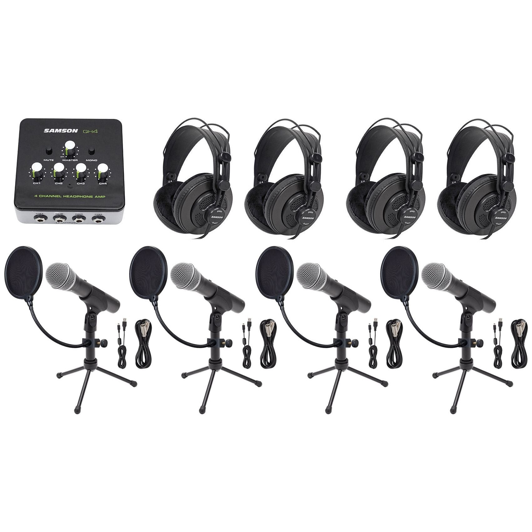 SAMSON Q2U Recording and Podcasting Pack - USB/XLR Dynamic Microphone with  Accessories (Includes Mic Clip, Desktop Stand, Windscreen and Cables),  16-bit, 44.1kHz/48kHz, Silver : : Musical Instruments & DJ