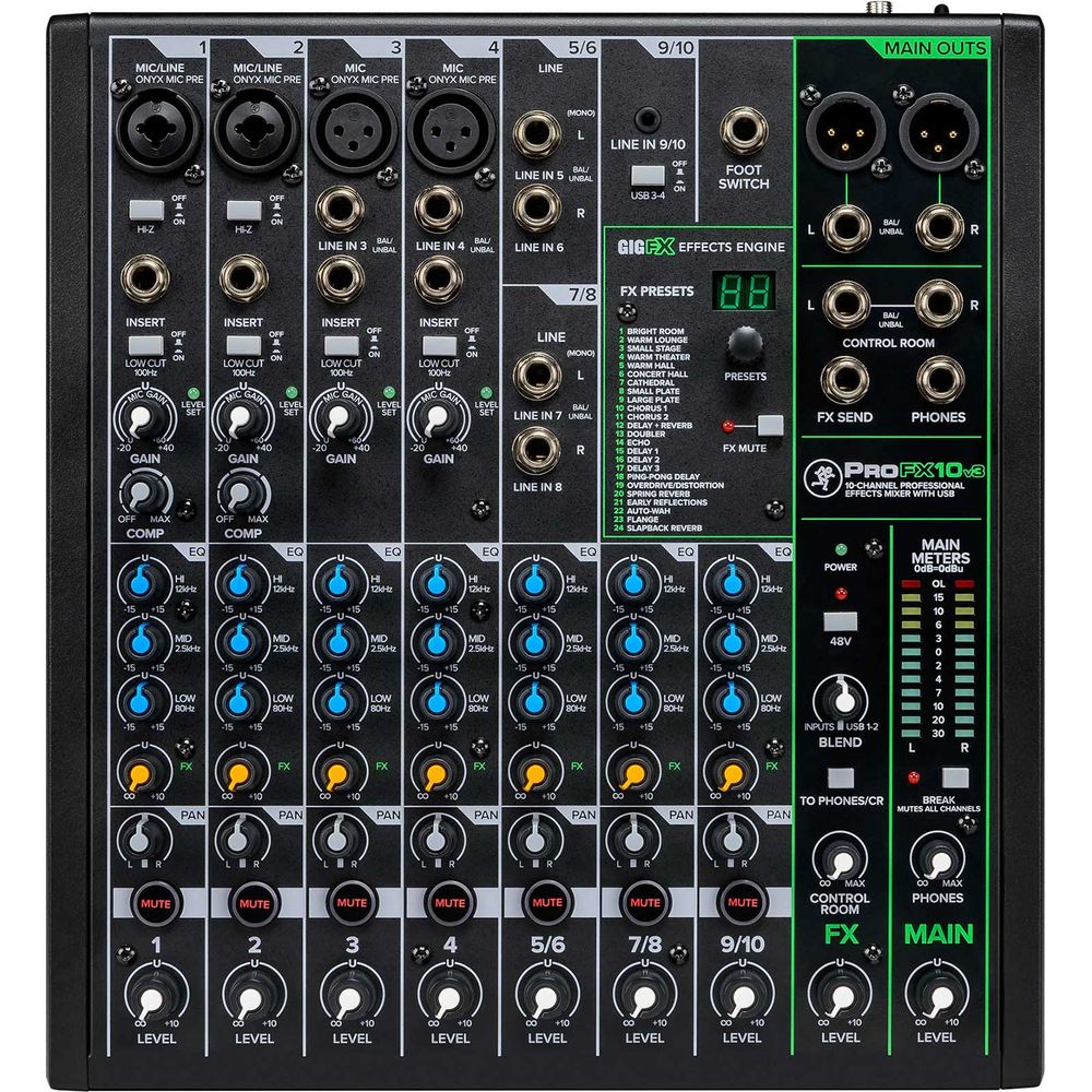 ProFX10v3 Mixer with 3 Metal Dynamic Microphones