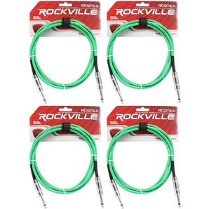 4 Rockville RCGT6.0G 6'  1/4" TS to 1/4'' TS Guitar/Instrument Cable