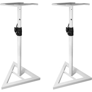 2) Rockville White Home Audio Stands w/ Adjustable Height For Bookshelf Speakers