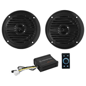2) Rockville MS40B Black 4" 200w Speakers+Memphis Amp+Bluetooth For ATV/UTV/Cart