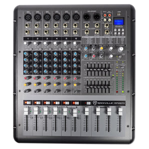 Rockville RPM870 8-Channel 6000w Powered Mixer, USB, Effects For Church/School
