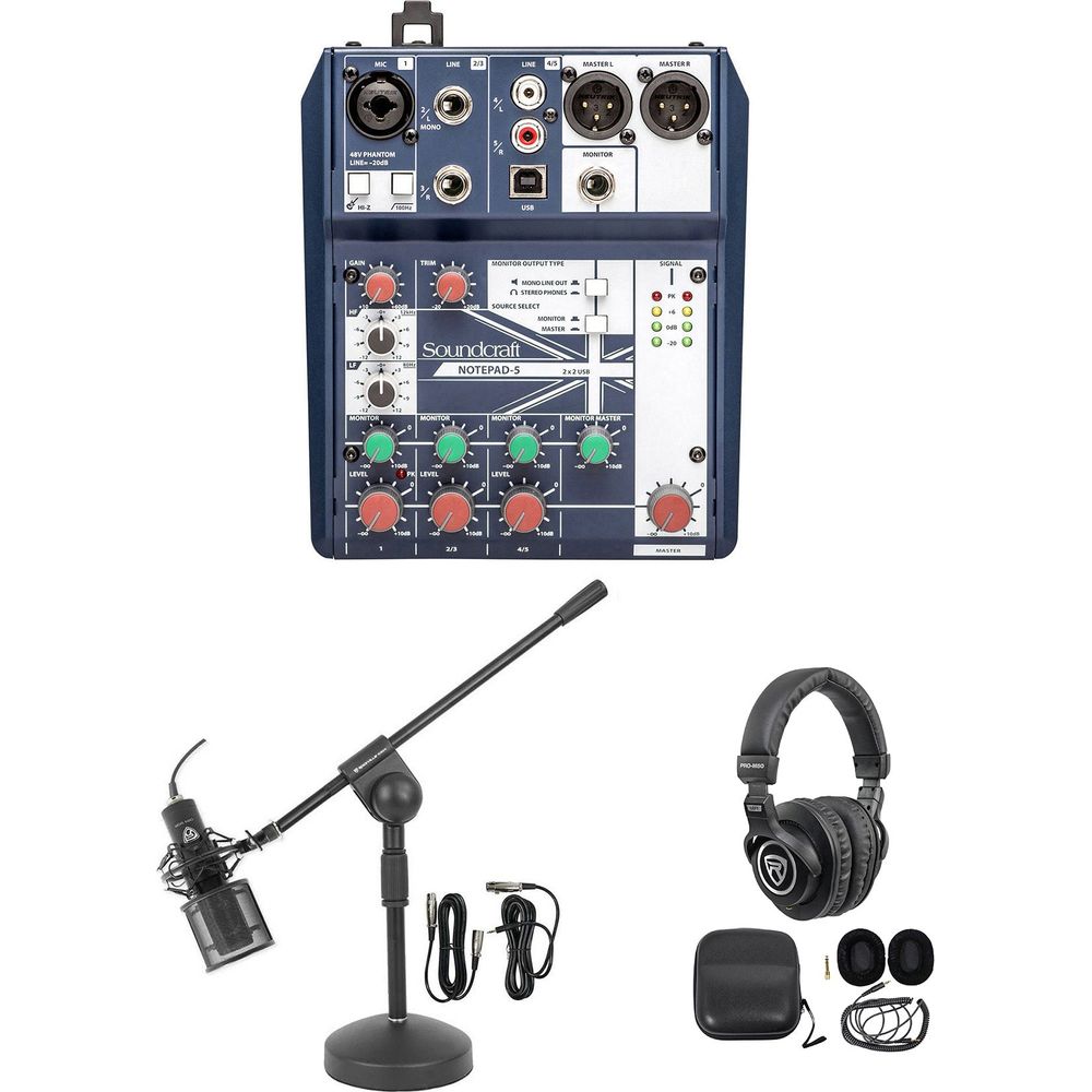 Gaming Twitch Stream Recording Bundle With Mixer, Mic, Headphones, Stand