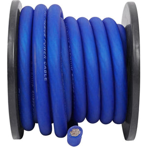 Rockville R0G20BLUE 0 Gauge 20 Foot Spool Blue Car Amp Power+Ground Wire Cable