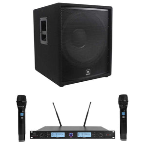 JBL Pro JRX218S 1400w 18" Passive Subwoofer DJ Sub+Dual UHF Wireless Microphones
