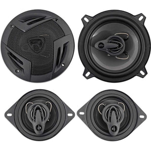 (2) Rockville RV5.3A 5.25" 600w 3-Way Car Speakers+(2) 3.5" 200w 3-Way Speakers