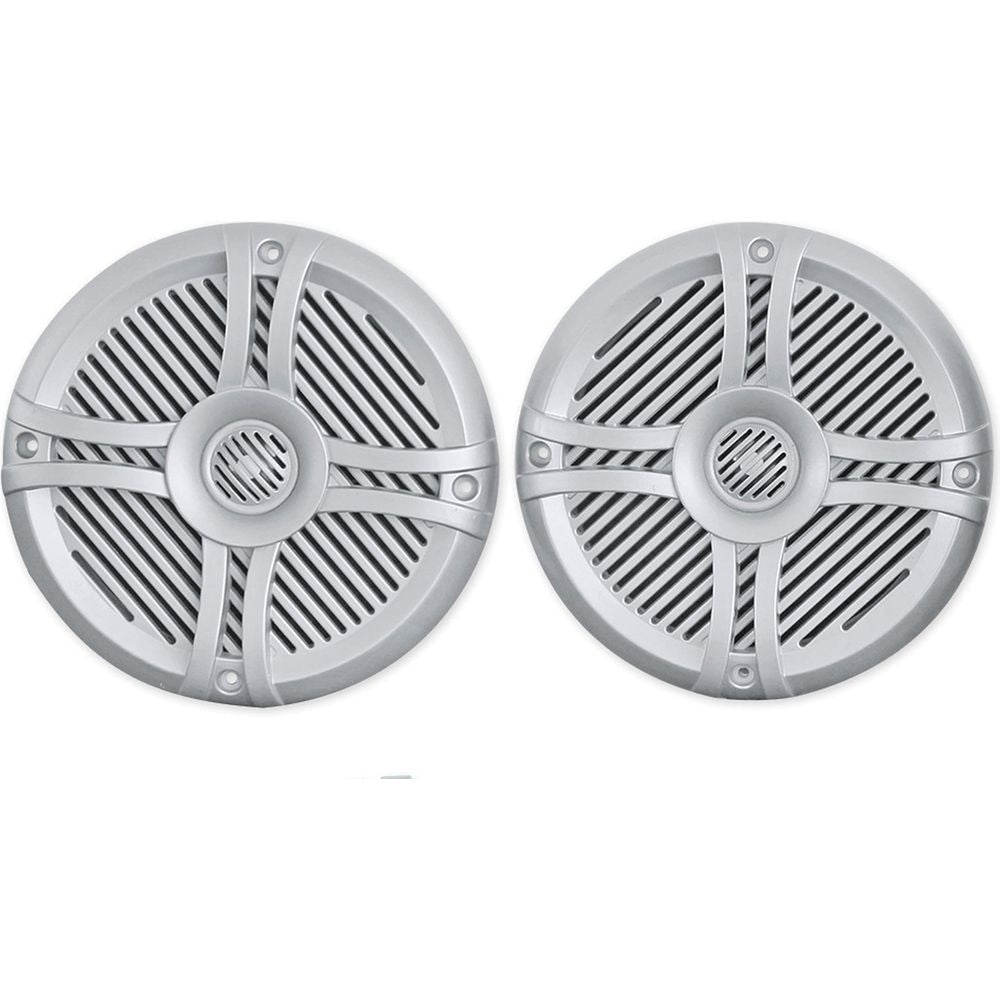 RMSTS65S Silver 6.5" Marine Speakers 4-Pack + KRYPTON MF4 Amplifier Bundle