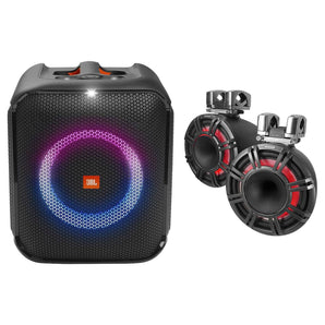 2) KICKER KMTC11 HLCD 11" 600w Horn-Loaded LED Wakeboard Tower Speakers+Partybox