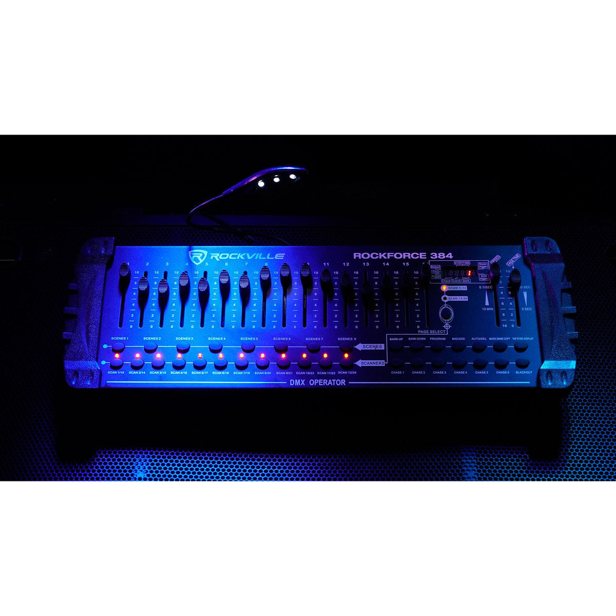 (4) FX Par 9 Multi-Effect Par Lights + ROCKFORCE 384 DMX Controller + Cables