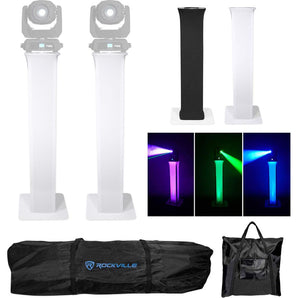 2) Rockville RTP32W Totem Moving Head Light Stands+Black+White Scrims+Carry Bags