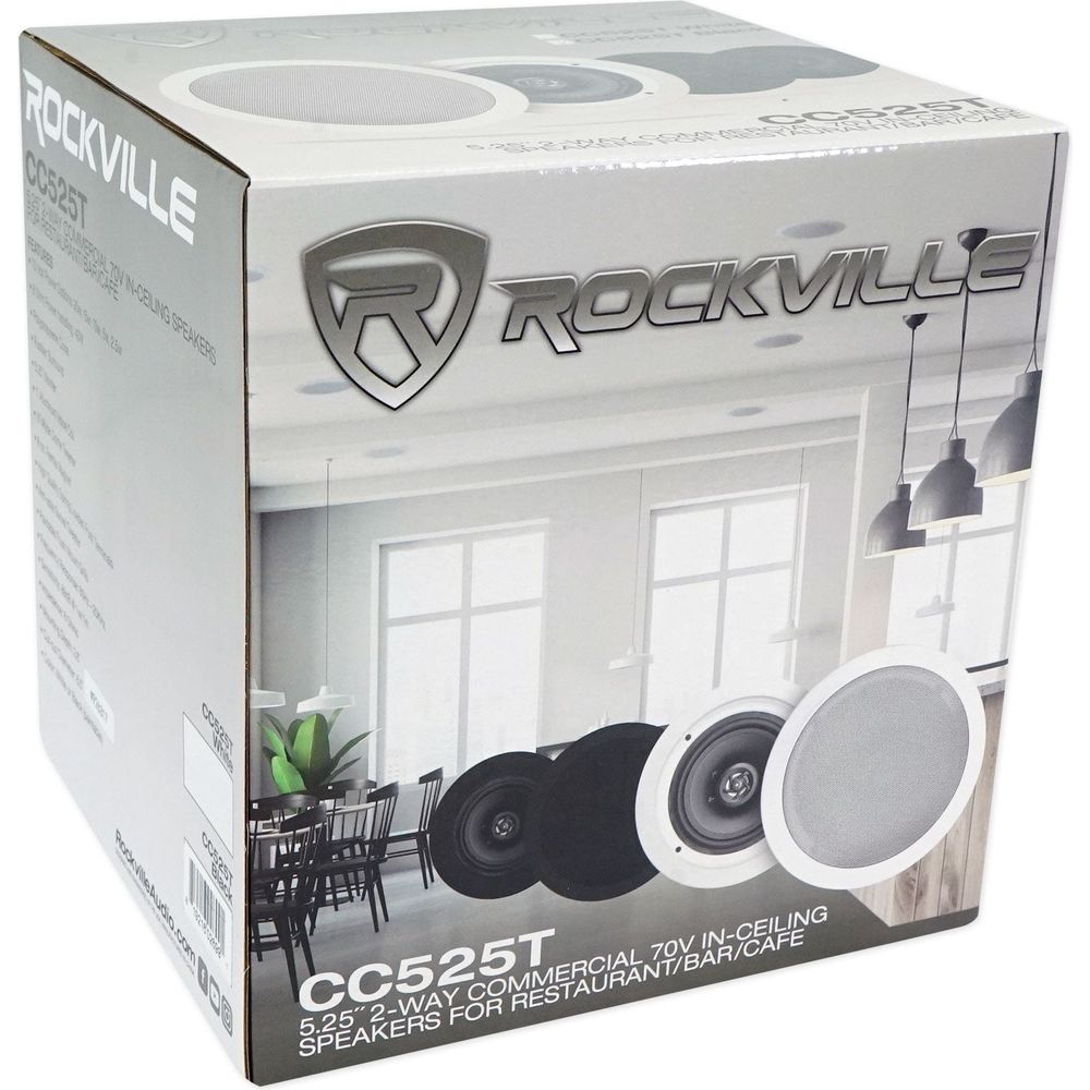 Commercial Amp+(8) 5.25" 2-Way Black Ceiling Speakers 4 Hotel/Office