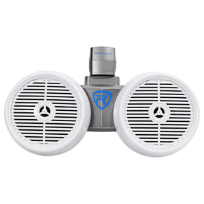 2) Rockville DWB65W Dual 6.5" White 1200w Marine Wakeboard Tower Speaker Systems