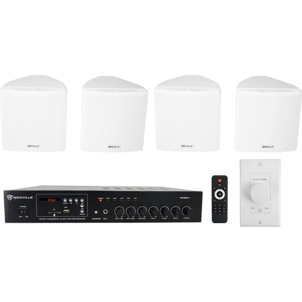 RCS80-1 2-Pack + Cube 70V White + VOL70100 White Bundle