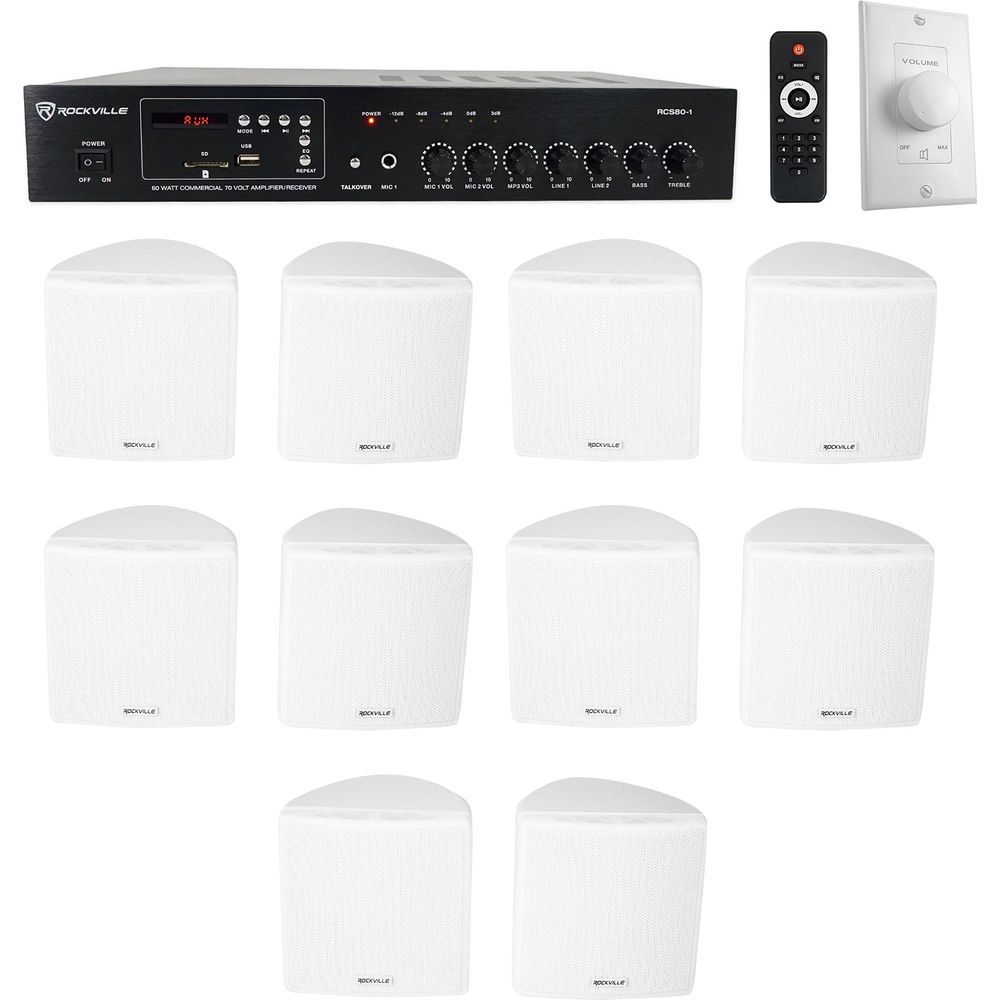 RCS80-1 + Cube 70V White 10-Pack + VOL70100 White