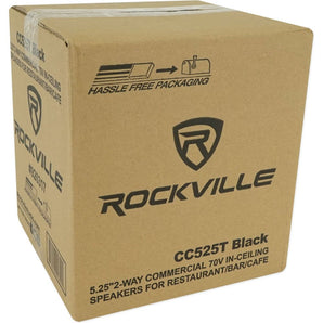Rockville 6-Zone 70v Amplifier+8) 5.25" 2Way Black Ceiling Speakers 4 Restaurant
