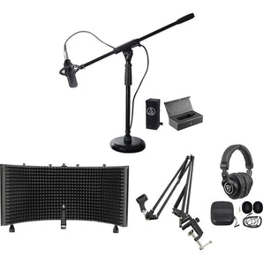 Audio Technica AT4033A Condenser Microphone and Case+Headphones+Shield+Boom+Stand