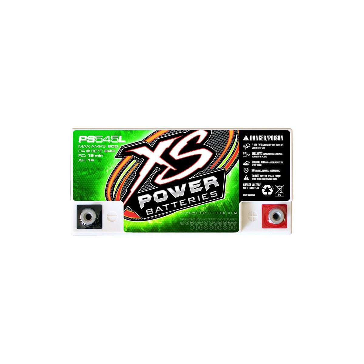 XS Power PS545L 800 Amp 12V Power Cell 600W Car Audio AGM Battery CA: 276/Ah: 17
