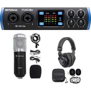 Presonus STUDIO 26C 2x4 USB-C Audio MIDI Recording Interface+Mic+Headphones