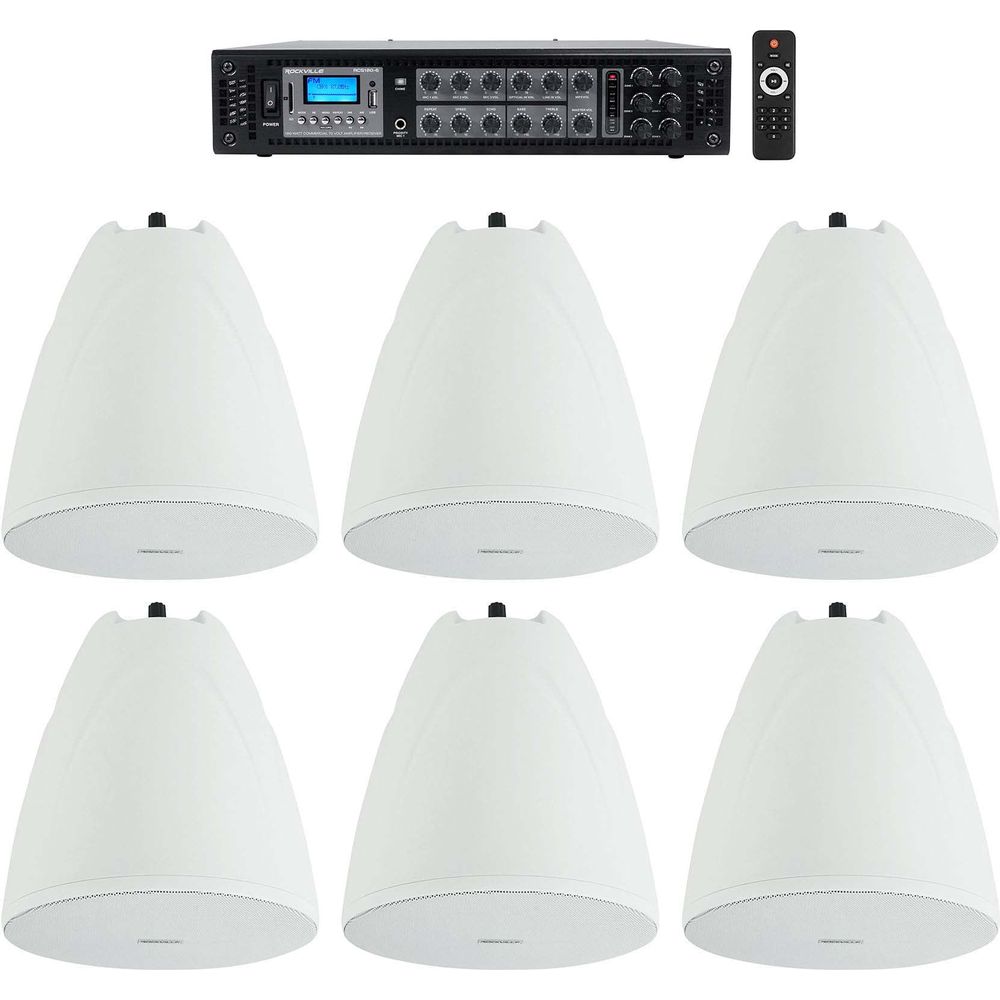 PEN-65T White 6-Pack + RCS180-6 6-Zone 180W Amp Bundle