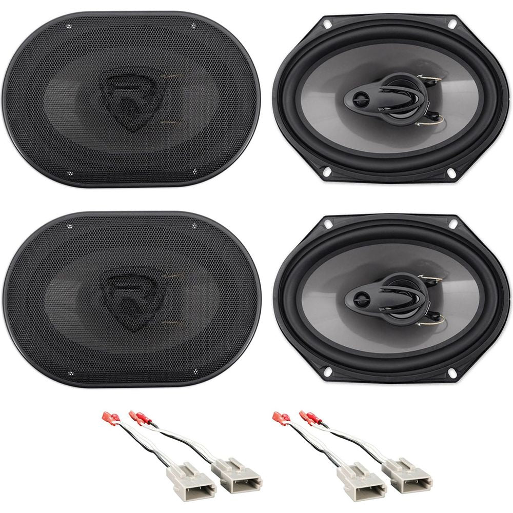 Front+Rear Rockville 6x8" Factory Speaker Replacement Kit For 93-97 Mazda MX6