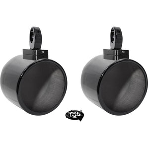 2) Rockville MAC90B 8" 360° Swivel Black Aluminum Surface Mount Speaker Pods