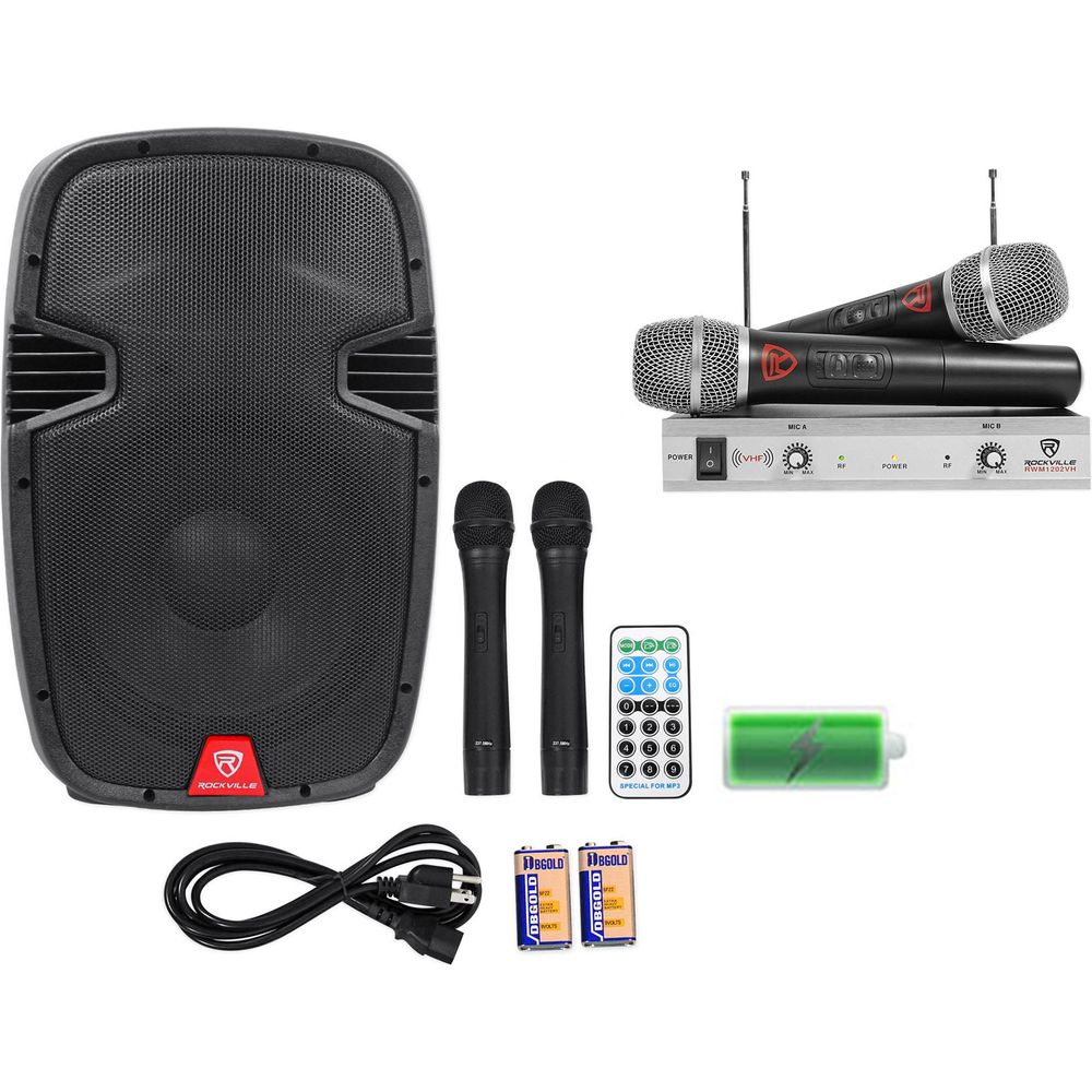 RAM12BT Rechargeable PA Speaker + RWM1202VH Wireless Mic System Bundle