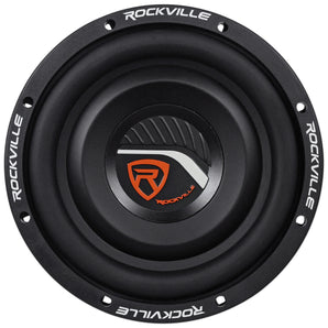 Rockville W8T4-S4 8" Shallow 1000 Watt Slim Car Subwoofer Sub+Amplifier+Amp Kit