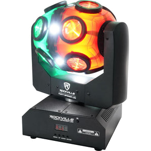 (2) Rockville Party Spinner LED Moving Head RGBW DMX DJ Lights + Bags + Cables