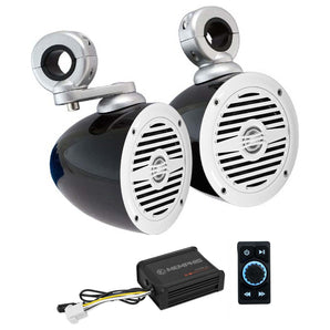 (2) Rockville MS40W 4" Wakeboard Speakers+Memphis Amp+Bluetooth For ATV/UTV/Cart