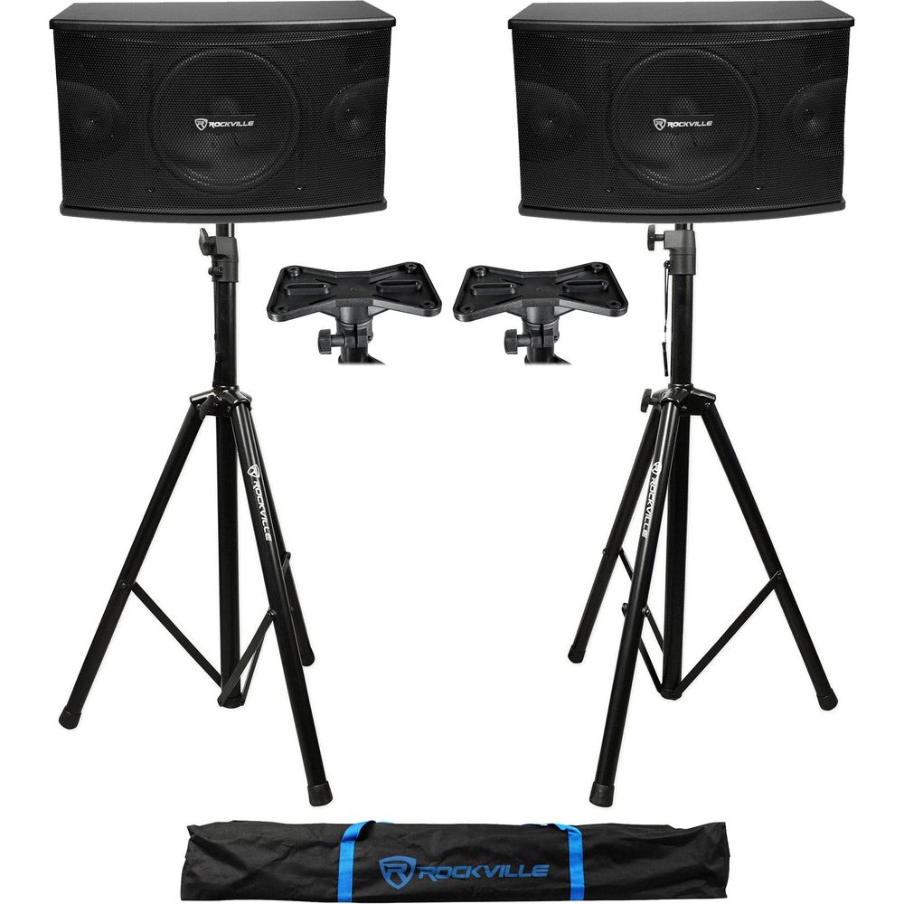 KPS10 10" Karaoke Speakers 2-Pack + Tripod Stands Bundle