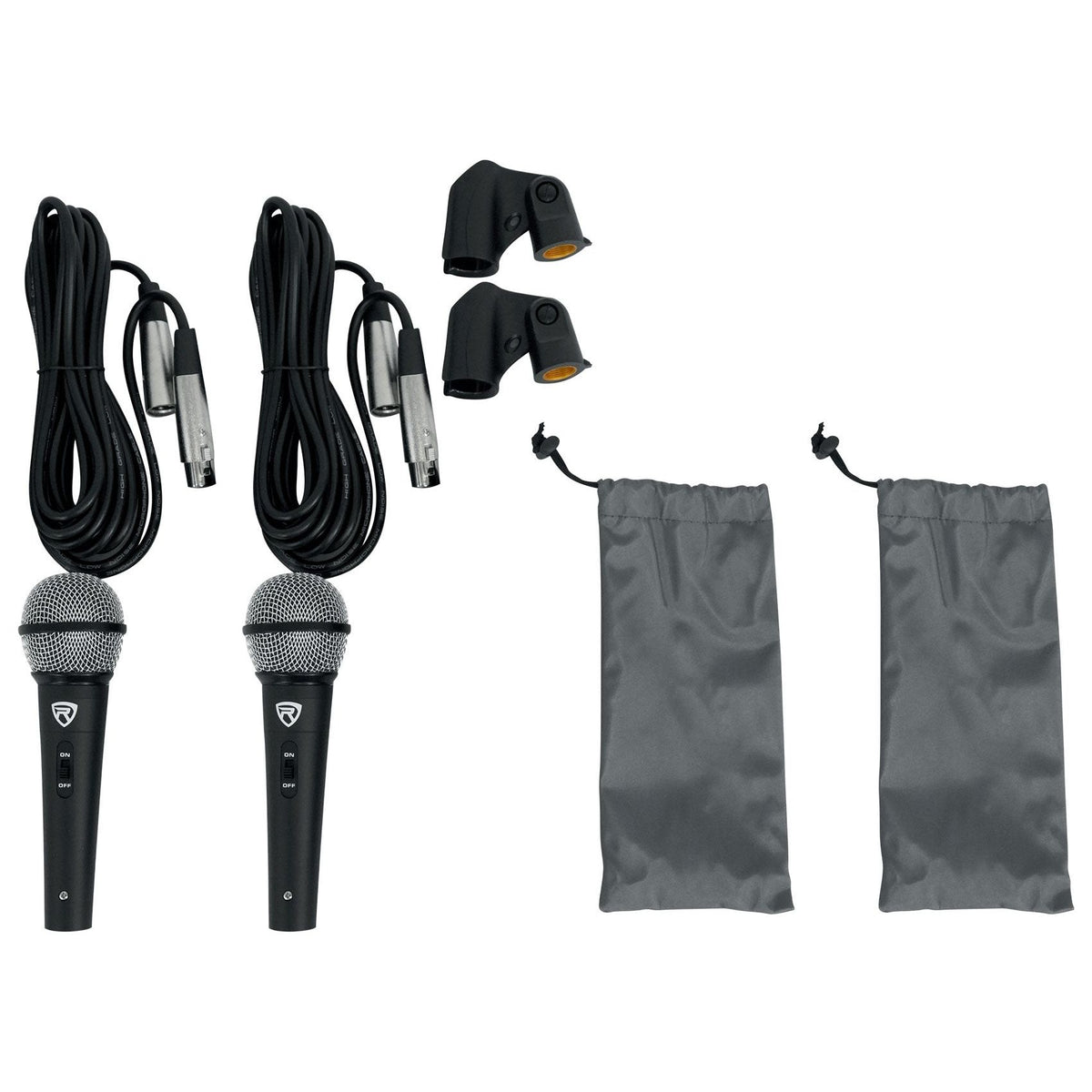 Rockville RPG2X10 Box 1 includes 2 800w Passive DJ PA Speakers+2 Stands+2 Mics+Cables