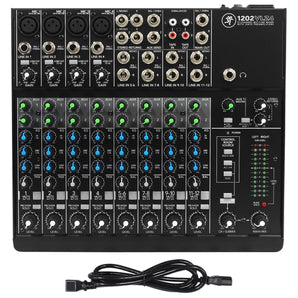 Mackie 1202VLZ4 12-ch Analog Mixer w/4-Preamps+(2) Powered 15" Speakers+Stands