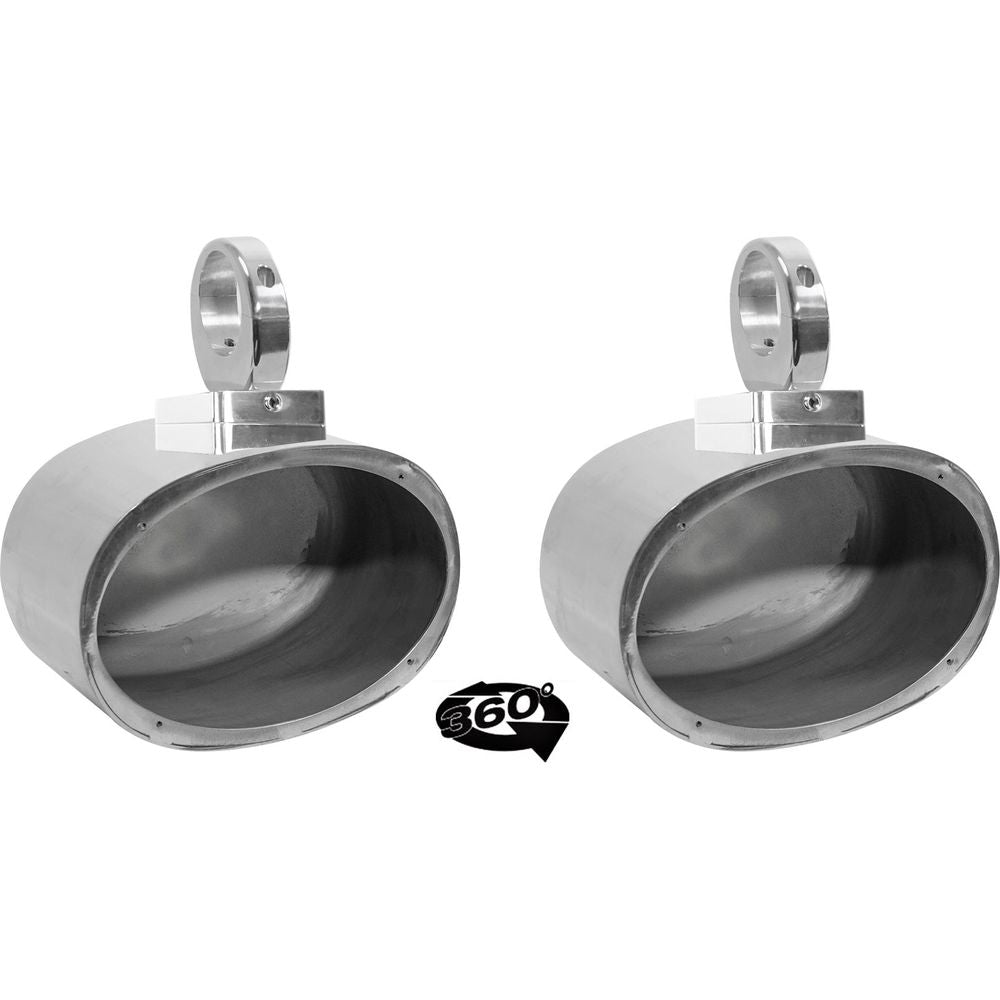 (2) MAC69S 6x9" 360° Degree Swivel Chrome Wakeboard Tower Speaker Pods