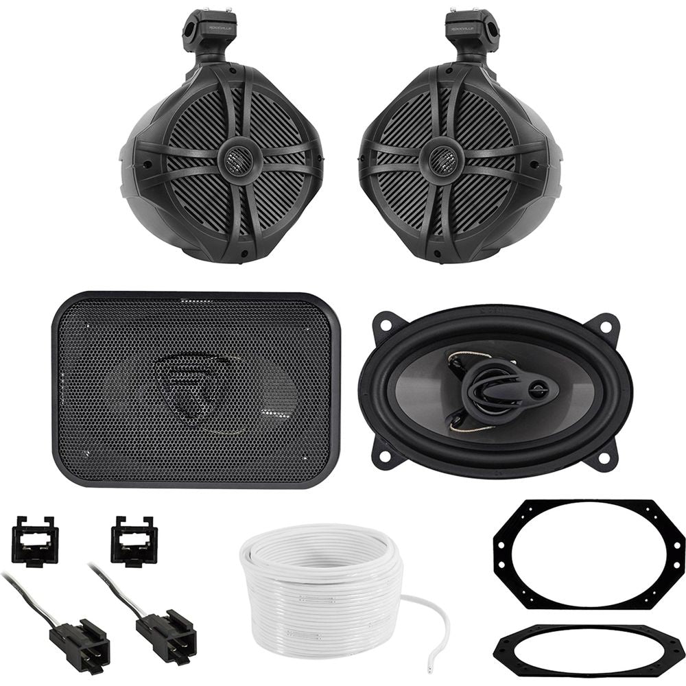 8" Swivel Tower Speakers+Front Speaker Upgrade For 1997-2002 JEEP WRANGLER TJ